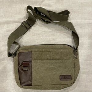 Olive Green and Brown Men's Crossbody Bag